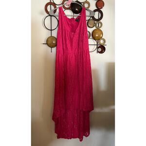 D35: Torrid size 20 Pink crochet lace high low dress